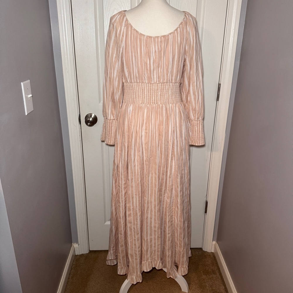 NWT Anthropologie Long-Sleeve Smocked-Waist Stripe Maxi Dress - Picture 6 of 16